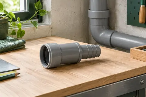 Raccord droit gris poussière DN 32 en polypropylène avec embout pour flexible de vidange