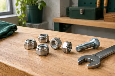 Lot d’écrous hexagonaux Nylstop M6 en inox argenté avec bague intérieure en nylon