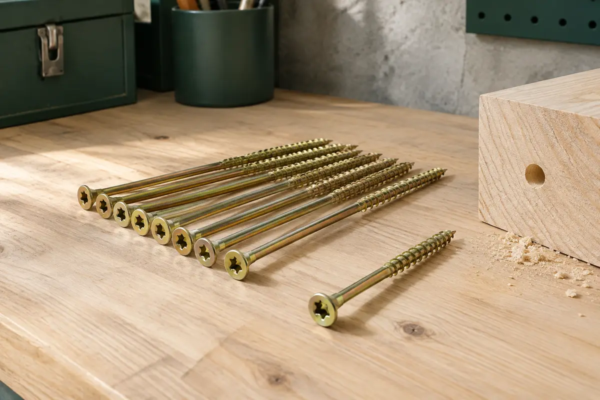 Lot de vis à bois STRÜBER zinguées jaunes de 6 × 120 mm avec têtes fraisées Torx