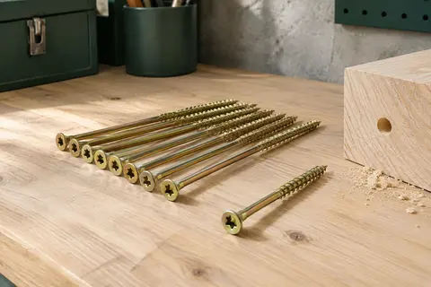 Lot de vis à bois STRÜBER zinguées jaunes de 6 × 120 mm avec têtes fraisées Torx